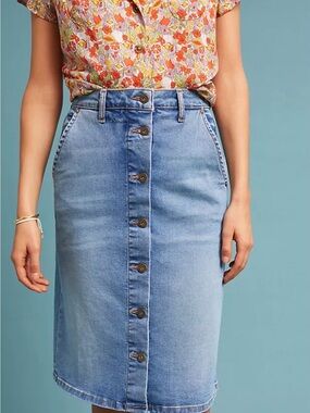 Pilcro Button-Front Denim Skirt